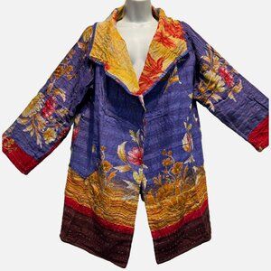 Nwt FUNKY STUFF hippy quilted vintage cotton kantha revesible JACKET COAT TOP XL